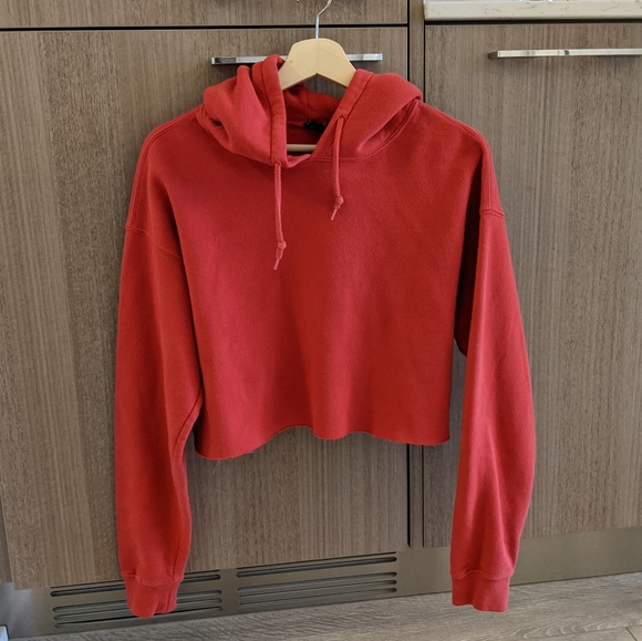 Urban Outfitters Out From Under Crop Red Hoodie - Picture 2 of 3